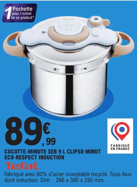 Cocotte-Minute SEB 9L Clipso Minut Eco Respect Induction