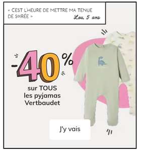 Promotion sur une sélection d'articles - Ex: 40% de réduction sur tous les pyjamas