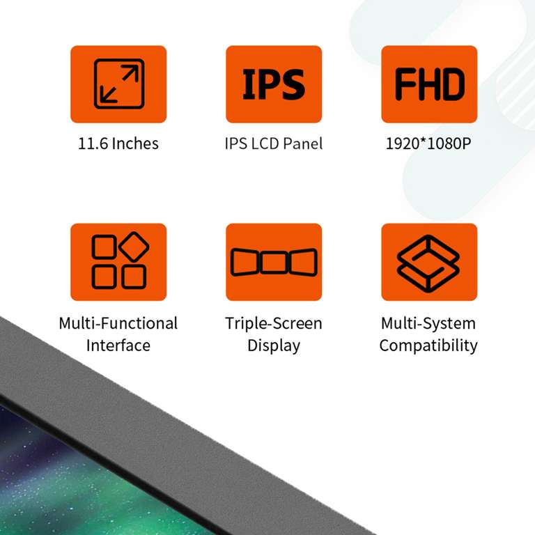 Extension double écran pour ordinateur portable 13-17,3" GTMEDIA MATE X - Ecrans IPS 11.6", 60Hz (Entrepôt EU)