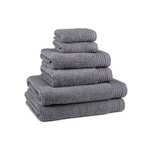 Set de 6 serviettes de bain Azahar - 100% coton - 400 g/m² - Anthracite Modèle : 30 x 30 (x2) + 50 x 90 (x2) + 70 x 125 (x2) cm