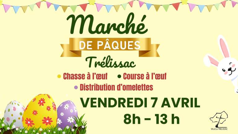 Distribution d'omelette & Course et chasse à l'oeuf gratuits - Marché de Pâques, Trélissac (24)