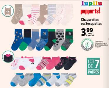 Lot de 7 paires de chaussettes enfants Lupilu (5.98€ par lot de 2)