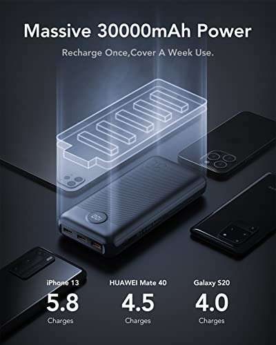 Batterie externe Veger - 30000 mAh, noir (via coupon - vendeur tiers)