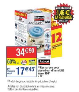 Lot de 12 recharges Rubson pour absorbeur Aero 360 (via 14,75€ sur la carte fidélité - sélection de magasins)