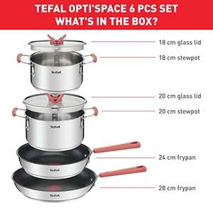 Batterie de cuisine Tefal Opti'Space - 6 pièces, tous feux dont induction (G720S604)