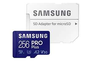 Carte Micro SDXC Samsung Pro Plus avec Adaptateur SD - 256 Go (Jusqu'à 160-120 Mo/s en Lecture-Écriture)