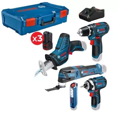 Lot de 5 outils Bosch pro 12v + 3 batteries + chargeur –