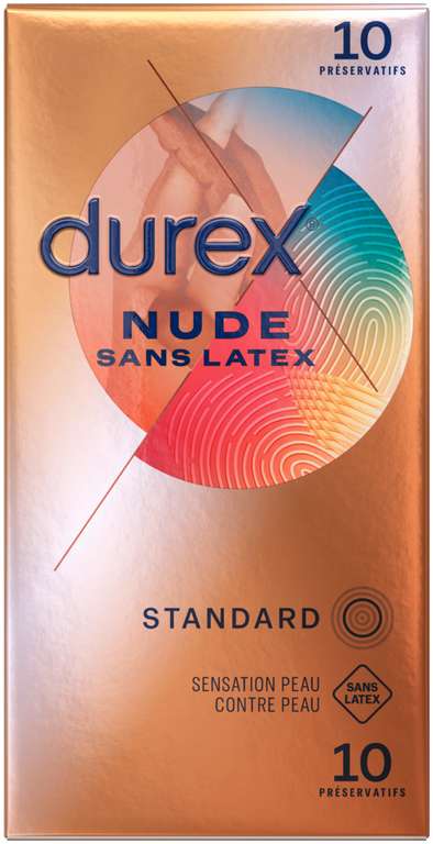 Lot de 2 boîtes de 10 préservatifs Durex Nude (avec ou sans latex)