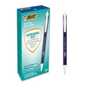 Lot de 20 stylos-bille retractable BIC antimicrobienne - Bleu