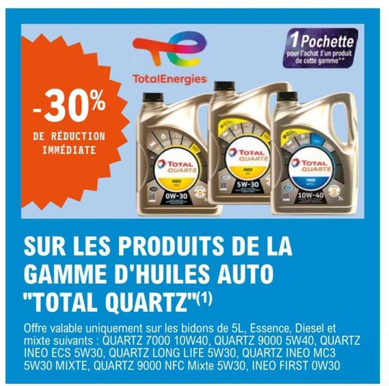 30% de réduction sur les bidons d'huile Total Quartz de 5L