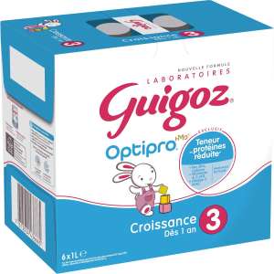 Pack lait de croissance liquide Guigoz Optipro Croissance 3 - dès 12 mois, 6 x 1L (DDM courte) - Épinay-sur-Seine (93)