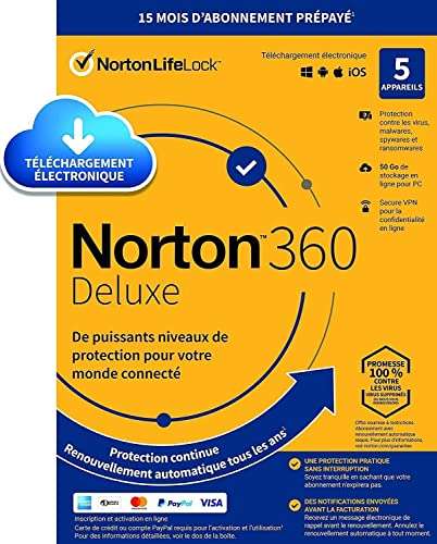 15 mois d'abonnement à Microsoft 365 famille + 15 mois d'abonnement à Norton ou McAfee (Dématérialisé)