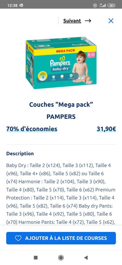 Couches-Culottes Premium Protection Taille 5 12Kg-17Kg PAMPERS : le paquet  de 68 couches à Prix Carrefour