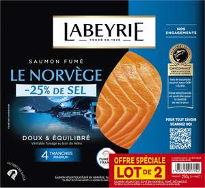 Lot de 2 paquets de Saumon fumé Le Norvège Labeyrie - 8 tranches