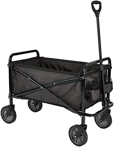Chariot d'Extérieur Pliable Amazon Basics - avec Housse Protectrice, Noir