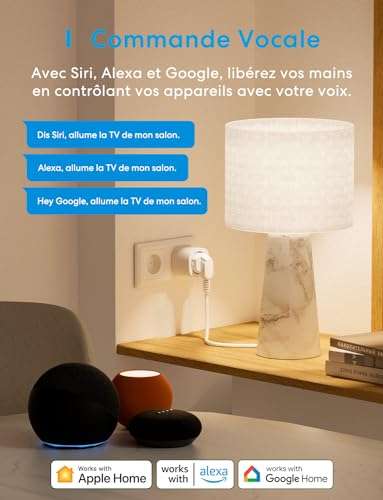 Prise connectée WiFi intérieure compatible Alexa et Google Home