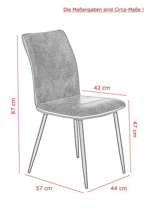 Lot de 4 chaises Apollo Caroline - Polyester métal Microfibre, Anthracite