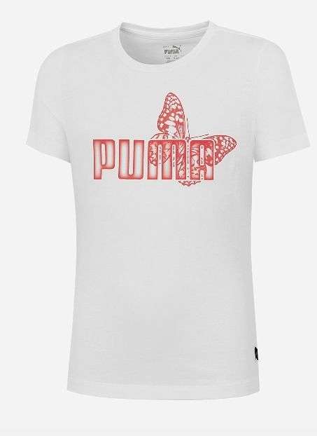 Tee-shirt à manches courtes Puma Dust - choix rose ou blanc, taille 116 à 164