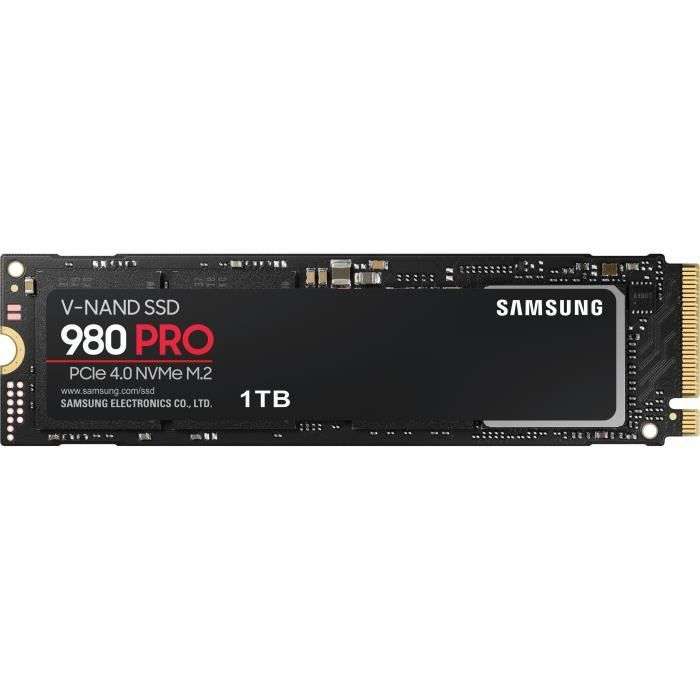 SSD Interne NVMe M.2 PCIe 4.0 Samsung 980 PRO (MZ-V8P1T0BW) - 1 To, TLC, DRAM, Jusqu'à 7000-5000 Mo/s