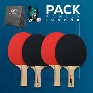 Family pack Indoor Cornilleau - 4 raquettes + housse de table + 6 balles