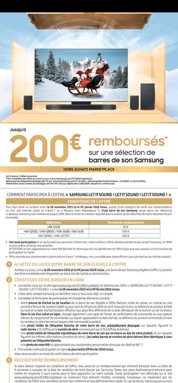 Barre de son Samsung HW-Q990C (via ODR de 200€)