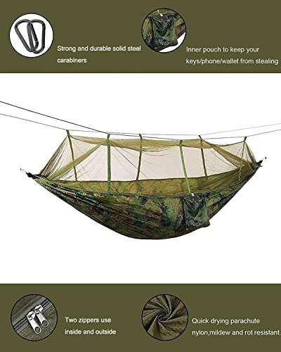 Hamac toile de parachute avec moustiquaire - 2 personnes (vendeur tiers)