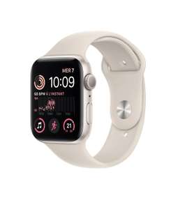 Montre connectée Apple Watch SE GPS - 44mm, couleur starlight aluminium