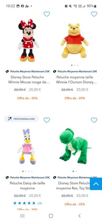 Sélection de Peluches Disney moyennes à 20€