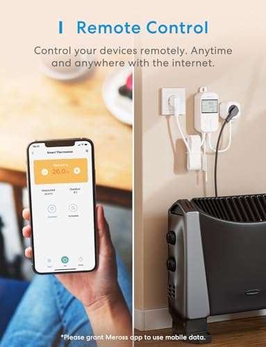Meross imagine une prise connectée associée à un thermostat
