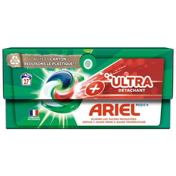 Paquet de lessive Ariel Pods Ultra Détachant 27 doses - Différentes variétés (via 9,59€ sur carte fidélité et ODR 5,48€)