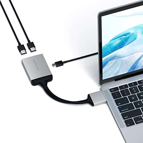 Adaptateur USB C vers double HDMI 4K 60Hz Satechi avec Chargement USB-C PD (Vendeur tiers)