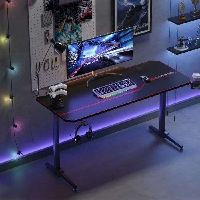 Bureau gaming noir, bureau gamer, bureau d'ordinateur, bureau de jeu bureau,  100 x 74 x 60 cm - Conforama