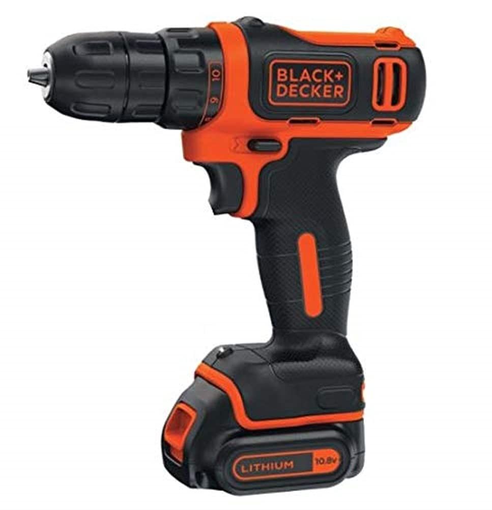 Perceuse-visseuse sans fil Black+decker - 12 V, 1,5 Ah, 10 positions, Perçage 25 mm bois ,10 mm métal, 1 batterie, Chargeur rapide, coffret