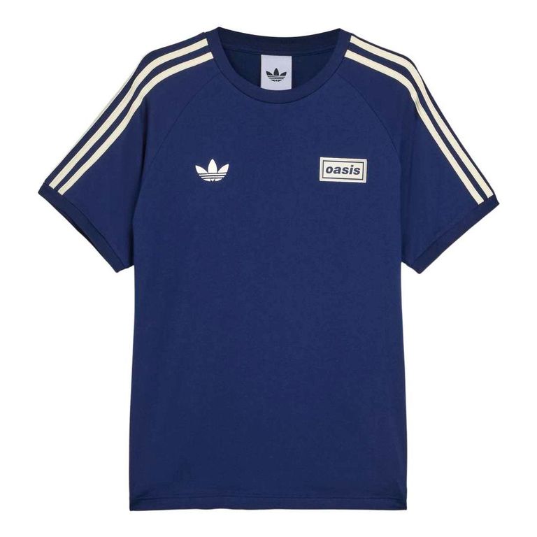 T-shirt Oasis 3-Stripes - 100% coton, coupe courte, bleu, taille S, M — Veepee