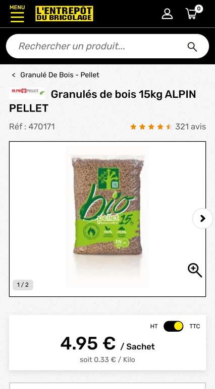 Granulés de bois Alpin pellet (Sélection de magasins disponibles)