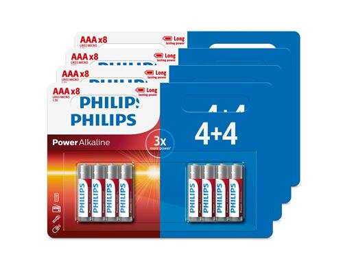Lot de 32 piles Philips Power Alcaline AA ou AAA 1.5V