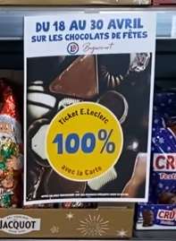 100% sur les chocolats de Pâques et de Noël (via carte de fidélité) - E.Leclerc Bugnicourt (59)