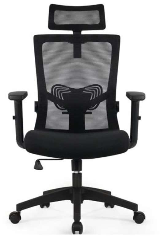 Fauteuil de bureau ergonomique + accoudoirs - Appui tête et soutien lombaire réglable chaise inclinable - 81x53x57cm - Noir (Vendeurs tiers)