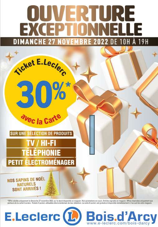 Sélection d'offres promotionnelles - Ex : 30% sur une sélection de produits TV/HI-FI Téléphonie Petit électroménager - Bois d'Arcy (78)
