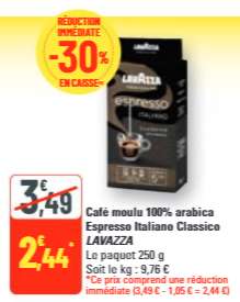 Paquet de Café Espresso moulu Lavazza 100% Arabica Italiano Classico - G20 minutes