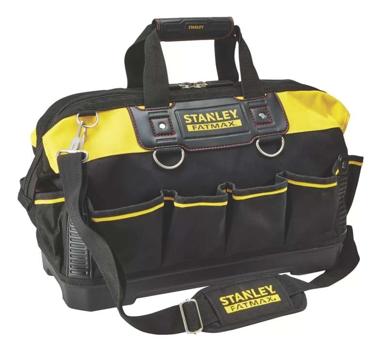 Sacoche à outils à base rigide Stanley FatMax - 46cm, 6 poches ext.,5 poches int., poignées et bandoulière réglable