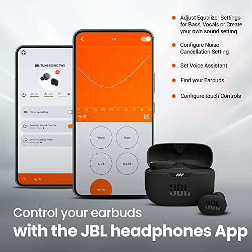 Écouteurs sans fil JBL Tune 130NC TWS, noir (via 24.99€ de cagnottés)