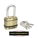 Cadenas Haute Sécurité Master Lock M1BEURDL + 4 clés - Niveau Sécurité 8, anse octogonale en carbure de bore, Acier Laminé, Finition Laiton
