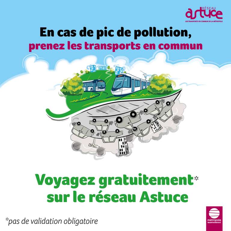 Accès gratuit au réseau de transports en commun bus & tramways Astuce le mardi 29 mars - Rouen (76)