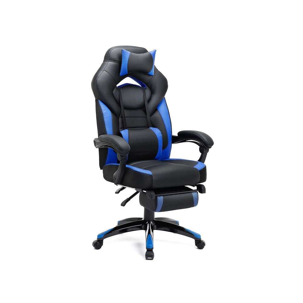 Fauteuil Gamer Inclinable Avec Support Lombaire Et Repose-pieds Rétractable - Cuir Confortable