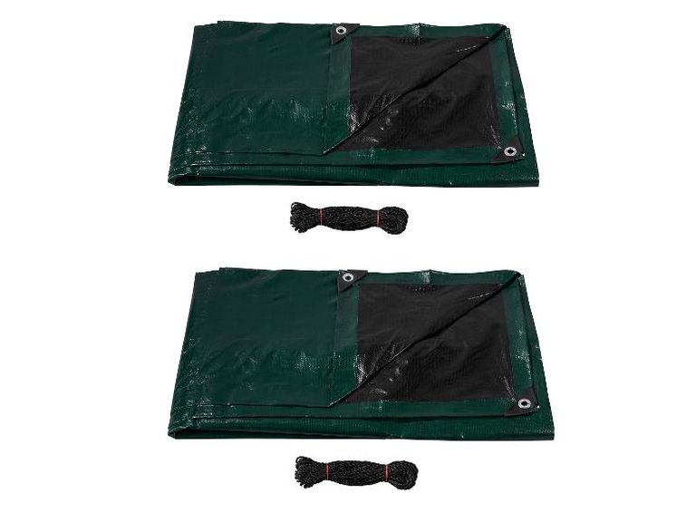 Lot de 2 bâches universelles Parkside - 1,5 x 6 m, 100 g/m², œillets aluminium, cordes incluses — promo Maison
