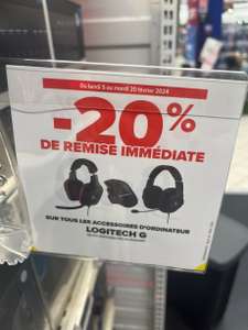 20% de réduction sur les accessoires Logitech G - Carrefour Carre Sénart (77)
