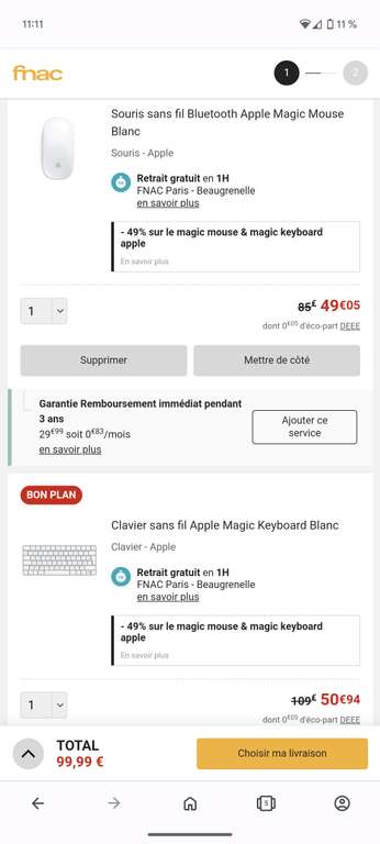 Pack Apple Magic mouse + Magic keyboard