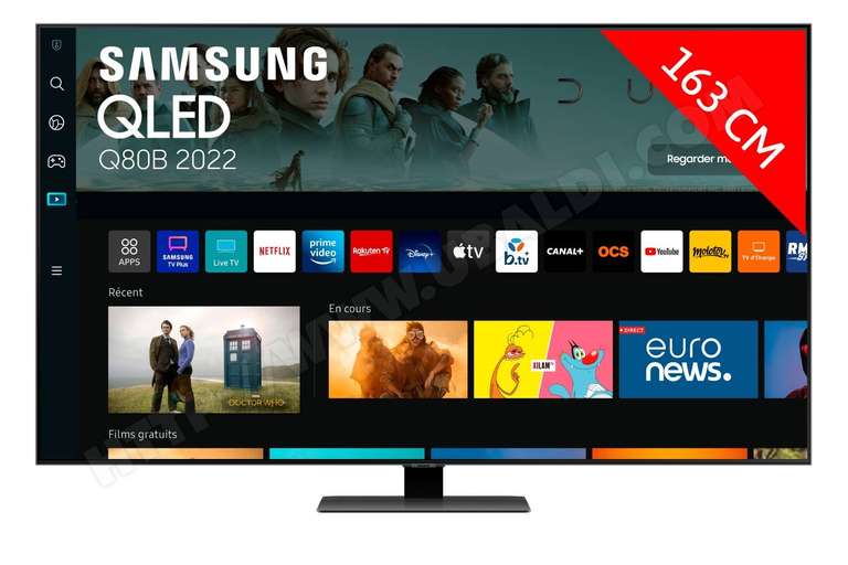 TV QLED 65" Samsung QE65Q80B 2022 - 4K UHD, 100 Hz, Quantum HDR 1500, Smart TV (via ODR 300€)