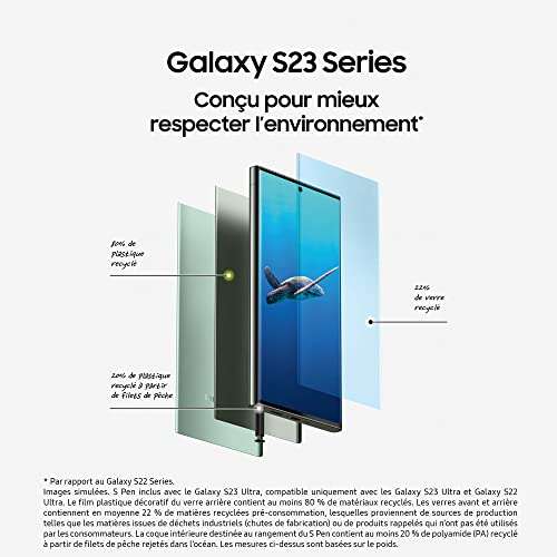 Smartphone 6.8" Samsung Galaxy S23 Ultra - 8 Go de RAM, 256 Go, Vert + Chargeur Secteur Rapide 25W (via ODR 150€)
